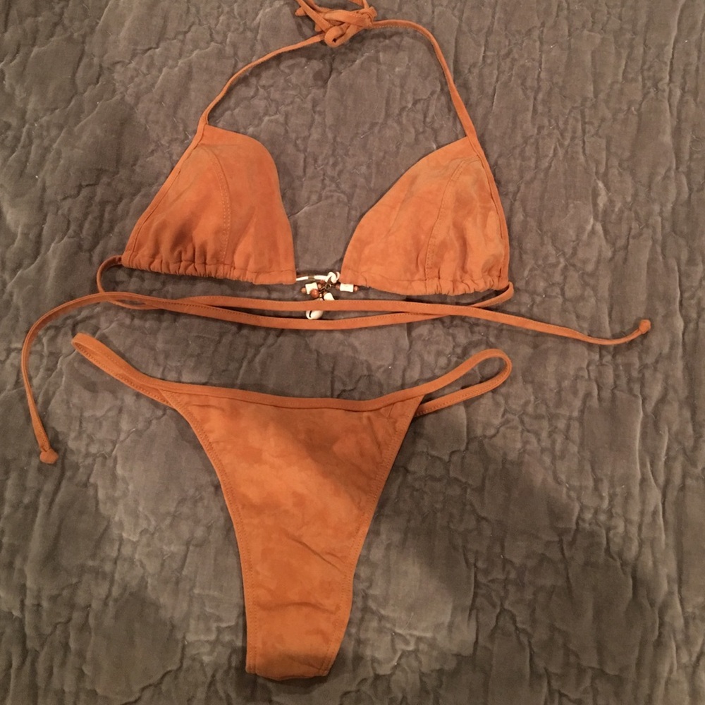 Rust Orange Triangle Tie-Back Bikini Set